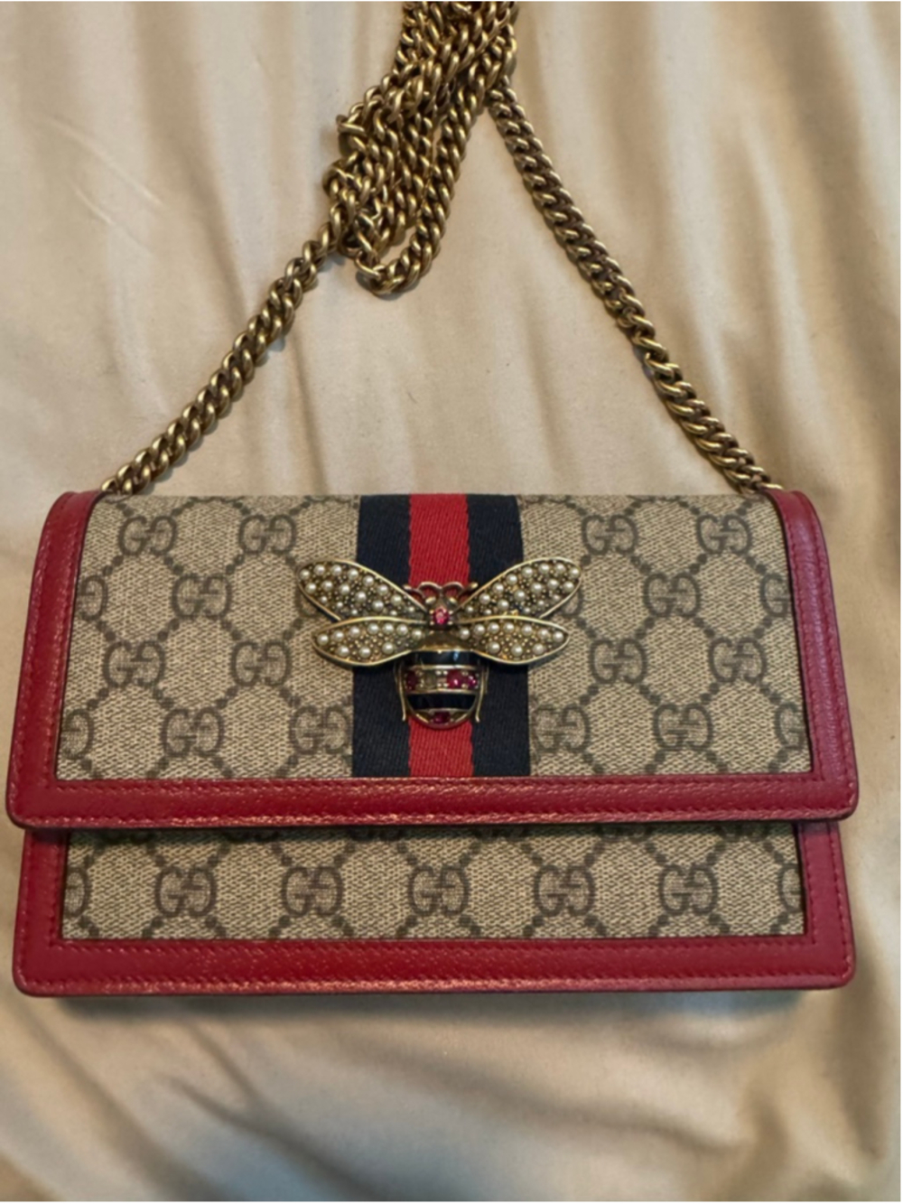 Gucci Queen Margaret GG Supreme Chain Wallet Bag